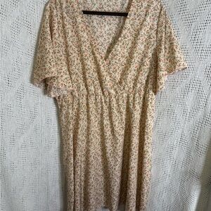 Floral Cream Wrap Dress